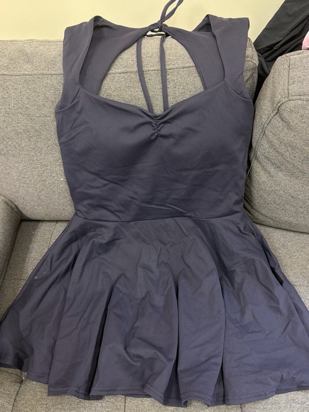 POPFLEX Navy Halter Tie Fit-and-Flare Mini Dress